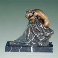 Женский Арт-Рисунок бронзовая скульптура обнаженная Леди крытый Латунь статуя ТПЭ-509